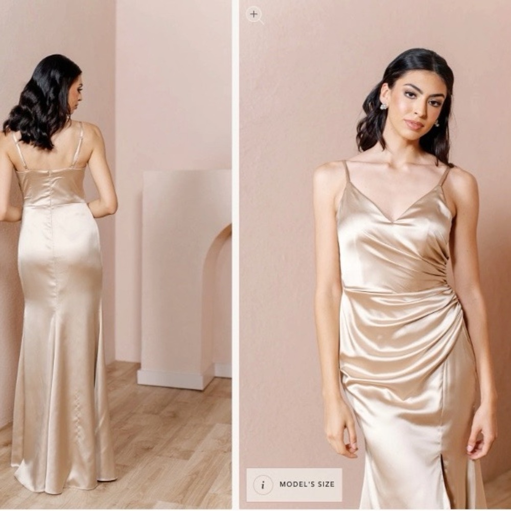 Revelry Rory Satin Dress in SILVER SAGE. 
UNWORN.